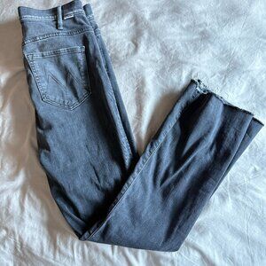 Mother Hustler Ankle Fray Jeans Gray Size 28 Manufactured Fringe